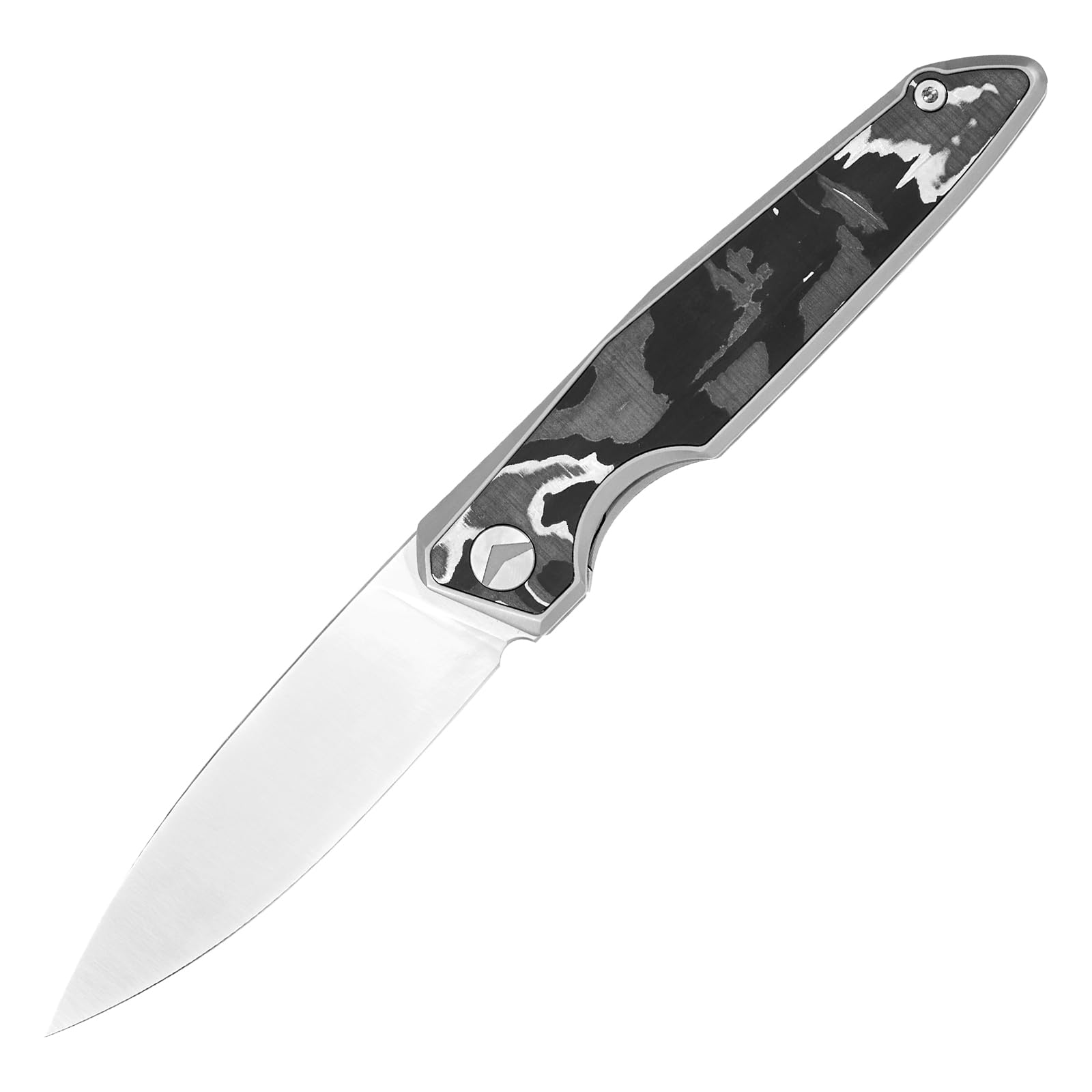 FerraMonster Couteau Pliant Couteau de Poche Couteau de Survie EDC Couteau - Acier M390, titane et fibre de carbone poignée - Camping extérieur Randonnée - Avec étui