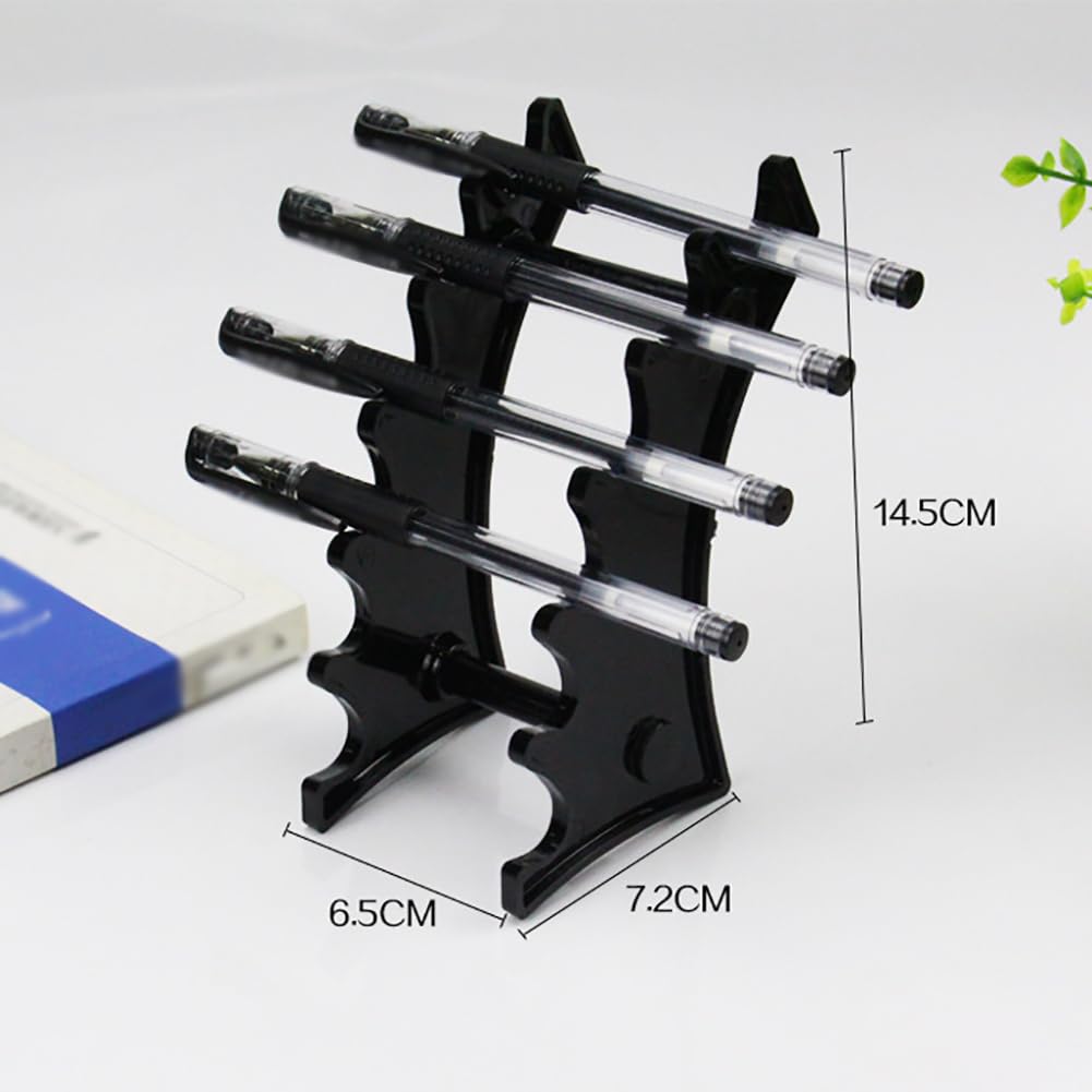 HugeDE 4 Pcs 6 Slots Plastic Pen Holders Eyebrow Pen Display Stands Pencil Display Rack Pen Holder Racks Makeup Brush Rack Organizers Black - Image 3