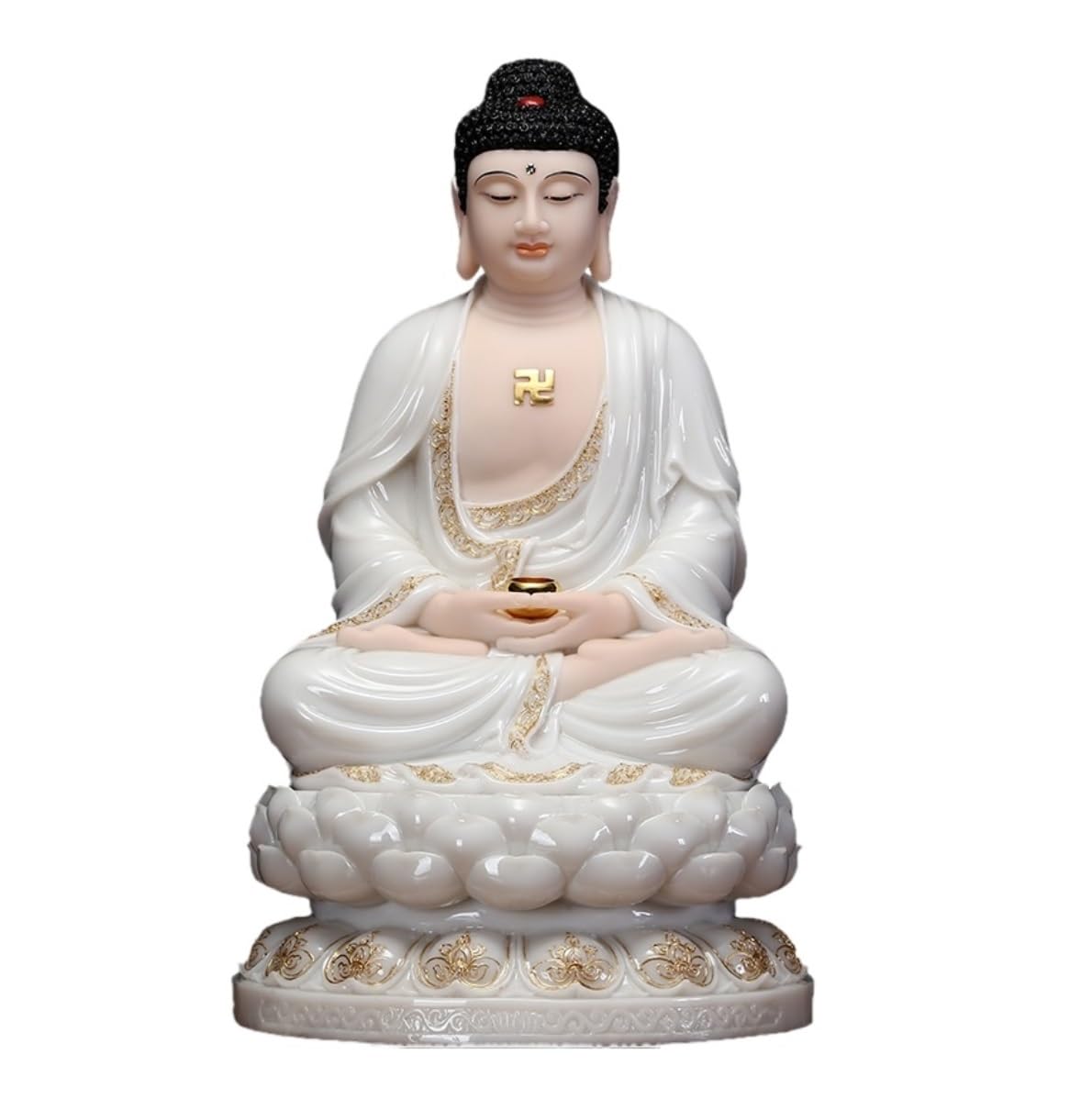 GAOJUNAN Buddha Statue,Zen Altars, 16inch Buddha Statue Ceramics Sitting Lotus Statues For Home Office Decor Desk Shelf Decoration