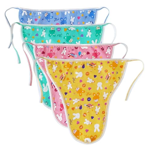 Image of TS LAVI TAVI Baby Sleeveless Jabla & Nappy Set Combo Pack of 4 | Soft Cotton Front Open Vest with Langot for Newborn Baby Boys & Girls | Multicolor Printed Infant Clothing Set (Combo 2, 0-3 Months)