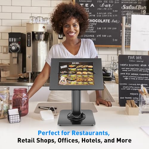 Image of AboveTEK Anti-Theft iPad Kiosk Stand - POS iPad Security Stand & Locking Tablet Holder - Heavy Duty Base, 360 Swivel, 75 Tilt Bracket - Perfect for Retail Business