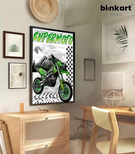 Image of BLINKART Kawasaki KLX CarFramed Posters Gift Items Boys Room Wall Decoration Bedroom Office Studio Synthetic Wood Frame & Acrylic Glass Ready to Hang - 18x12 Inch, (A4 Size) - CAR-143