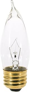 (Total of 24 Bulbs) Satco S3764 25 Watt Turn Tip Medium Base Clear Decorative Light Bulbs