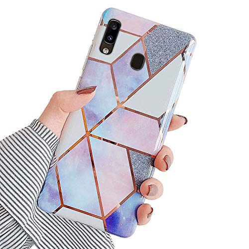 Robinsoni Case Compatible with Samsung Galaxy A20 Cover Silicone TPU Case Marble Mirror Reflection Case Colorful Plating Back Cover Ultra Thin Silicone Bumper Case Marble Case Red