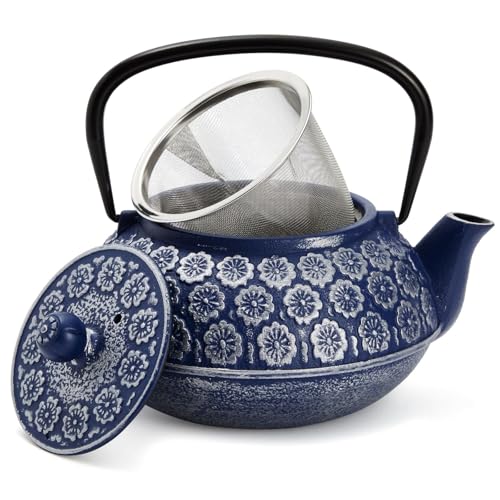 Juvale Blue Cast Iron Teapot