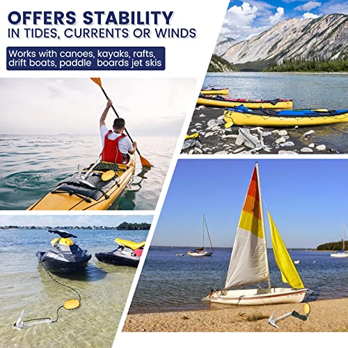 Dreizack Kayak Anchor Kit, 3.5 Lb Folding Grapnel Boat Anchor Trolley Accessories With 40Ft Rope And Pvc Buoy For Fishing Kayaks Sup Paddle Boards Canoes Jet Ski Pwc Inflatable Small Boats, Silver #TOP6