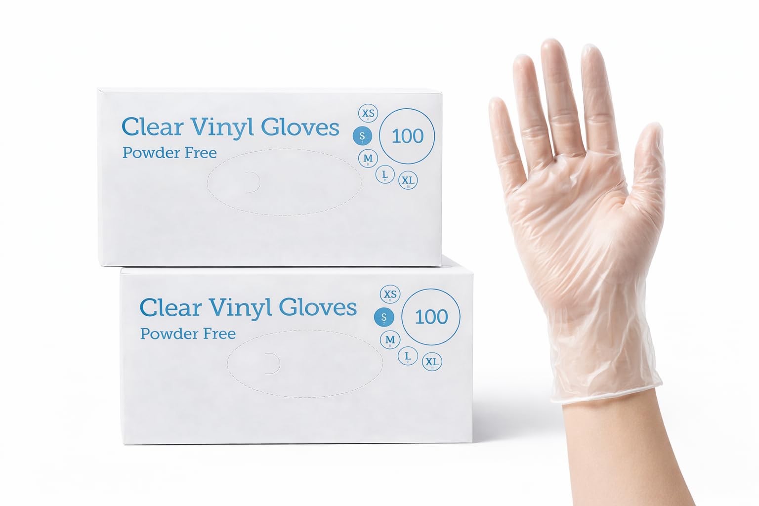 1ABOVE 100 Clear Vinyl Disposable Gloves | Latex | Powder Free | Use For Food (except fatty food), Safety, Cleaning, etc…(Medium) — view 3