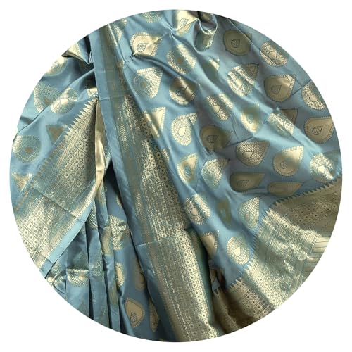 Image of Subham Saree for Woman Silk Cotton Kanjivaram | Soft Daily Wear Golden Zari Sari with Jacquard Blouse Piece