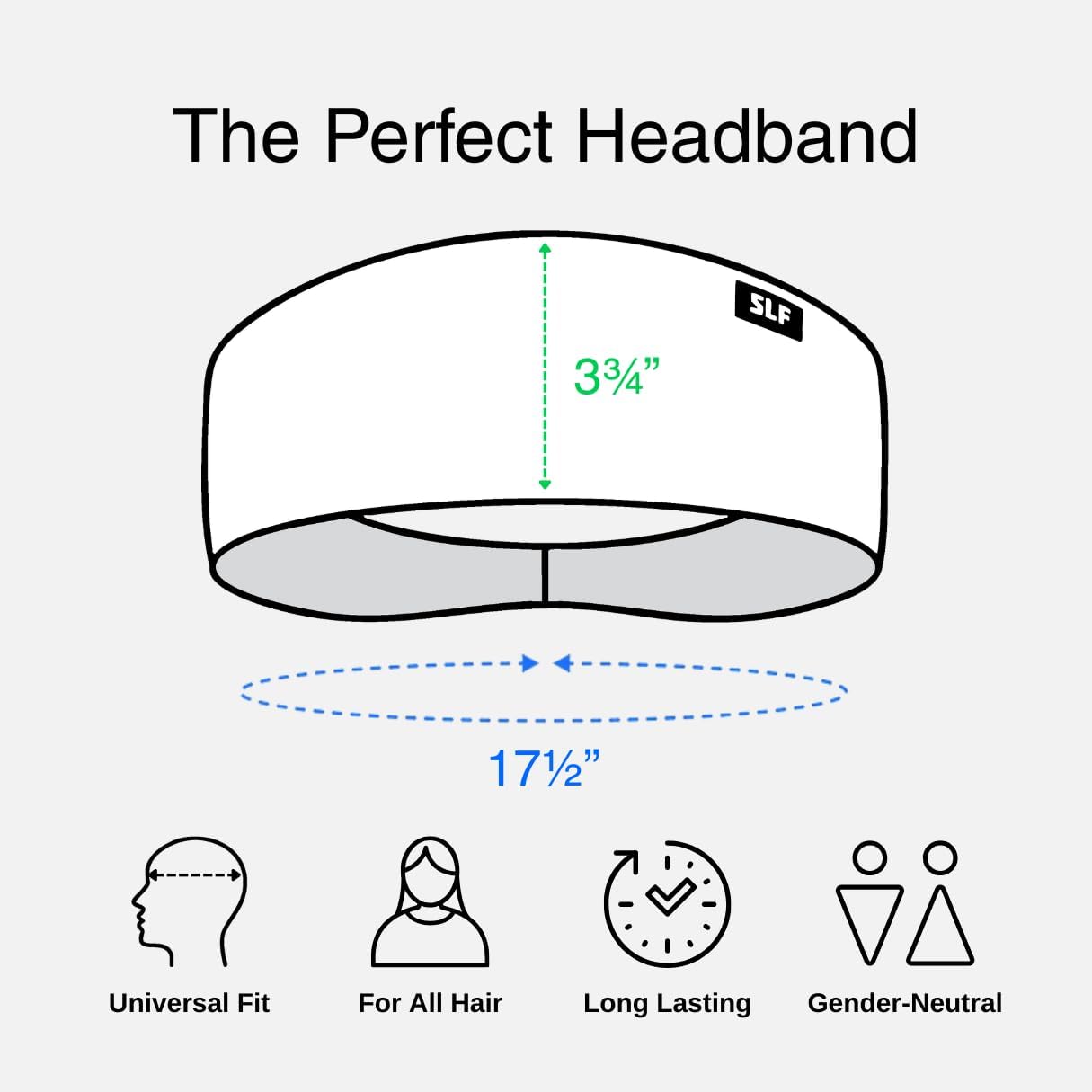 SLEEFS Sweat Bands Headbands Men & Women - Cooling Sports Mens Headband for Running, Football, Basketball, Cycling, Workout - Sweat Moisture Wicking Head Band Stretch Fit, Non-Slip Design - One Size - Image 3