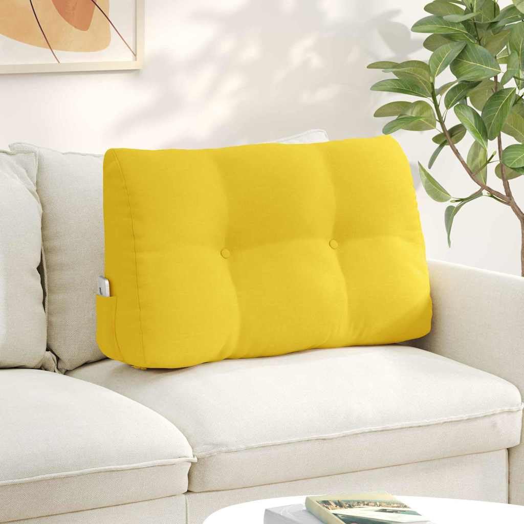 Coussin de dossier moderne jaune en tissu 80x24x50 cm pour le salon