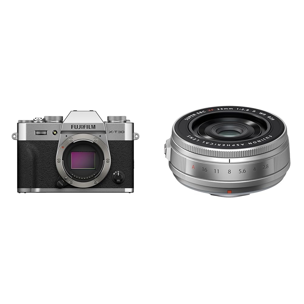 FUJIFILM X-T30 III Mirrorless Camera Body, Silver w/ XF23mmF2.8 R WR Lens, Silver Bundle
