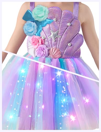 Disfraz de sirena con tutu y luces LED para niña miniatura 5