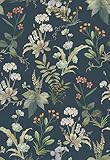 Simon&Siff Vintage Peel and Stick Wallpaper Blue Floral Wallpaper Wildflowers Botanical Contact Paper Self Adhesive Removable Wall Paper for Bedroom Cabinets Decor 120