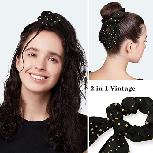 Image of Women's Working Caps Bouffant Surgical Cap with Bow Scrunchies Little Daisy Art Paint Ponytail Holder Tie Back Scrub Hat