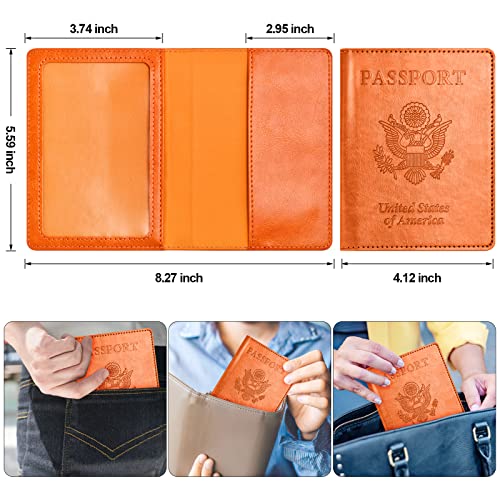 Image of Passport and Vaccine Card Holder Combo, Passport Holder with Vaccine Card Slot, Passport Wallet, Passport Cover, Passport Case, Passport Holder for Women and Men(BA-Orange)