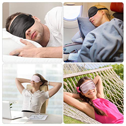 Geyoga GEYOGA-KR4347 Silk Satin Sleeping Mask Eye Mask Set Include 2 Blindfold Eyeshade Elastic Strap Double Layer Silk Filling Eye Cover 2 Ear Plugs 2 Storage Bags For Women And Men Sleep Travel Nap thumb #4