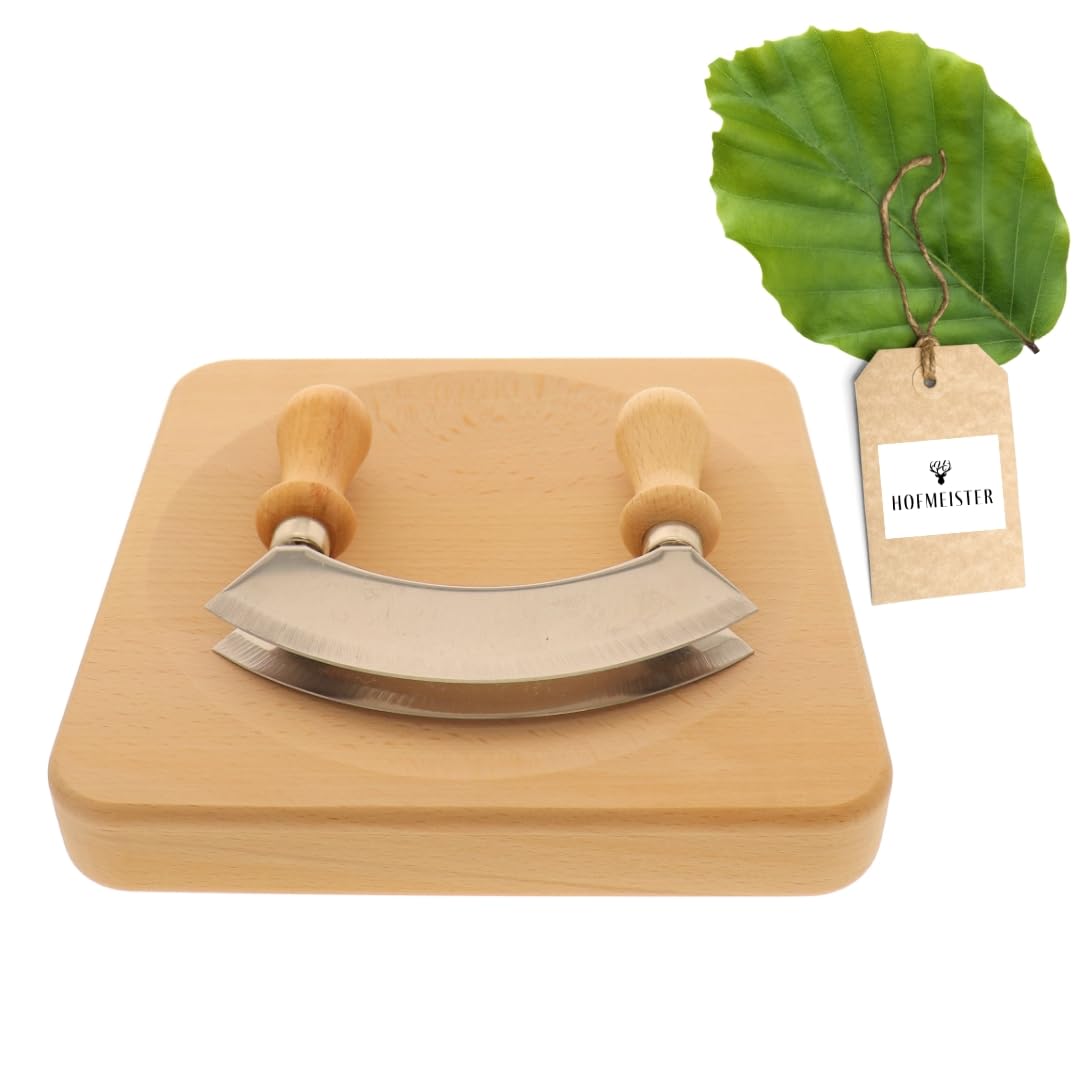 HOFMEISTER® Wiegemesser mit Kräuterbrett, doppelte Edelstahlklinge, ergonomischer Griff