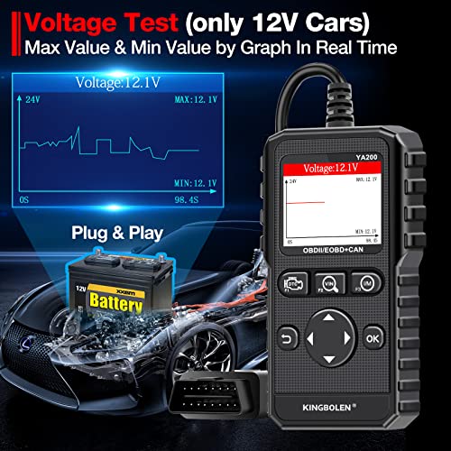 Kingbolen Ya200 Obd2 Scanner, Car Obd2 Code Reader Check Engine Light, Car Scanner Obdii Full Functions With Voltage Test Obd2 Scanner Diagnostic Tool For All Obdii Can Protocol Cars Since 1996 #TOP6