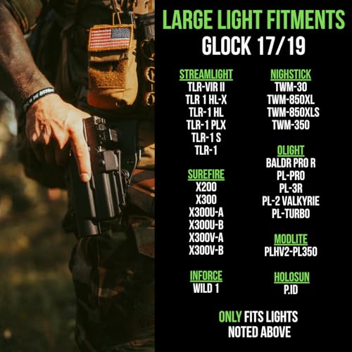 Alien Gear Rapid Force Level 2 Slim Holster – Locking Belt Slide – Glock 17/22/23/44/45/47/49/19/19X – Matte Black – Right Hand – Large Light – Optic Compatible - Thumbnail 5