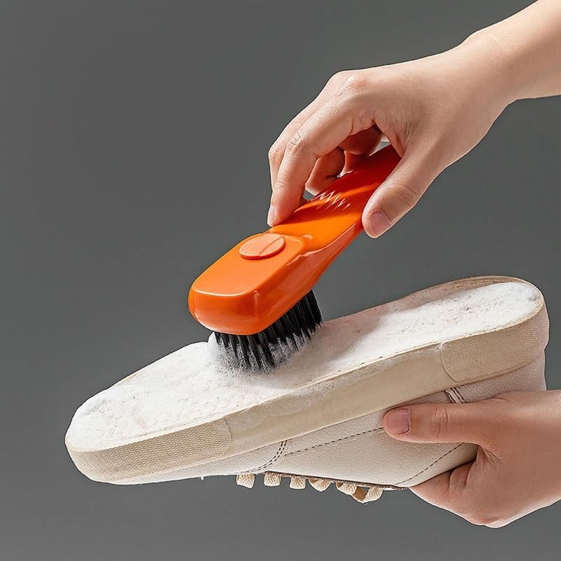 【速達!】DJGACSI 家庭用靴洗濯ブラシ靴ツールプレスクリーニングブラシソフトブラシ洗濯ブラシ多機能液体靴ブラシ(Orange) 靴下のような履き心地