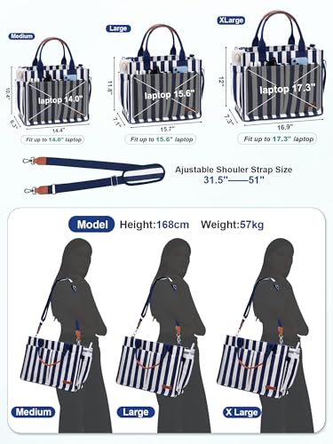 Image of FIORETTO Womens Canvas Tote Bag Purse with Individual Compartment, Zipper Top, Reinforced Bottom & Luggage Sleeve