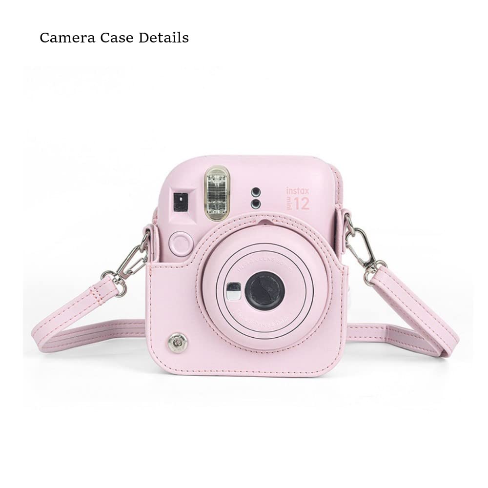 Etui na aparat retro, liliowy fioletowy, pokrowiec ochronny ze skóry PU do aparatu Fujifilm Instax Mini 12 Instant Film Camera, Fioletowy, Etui na ciało