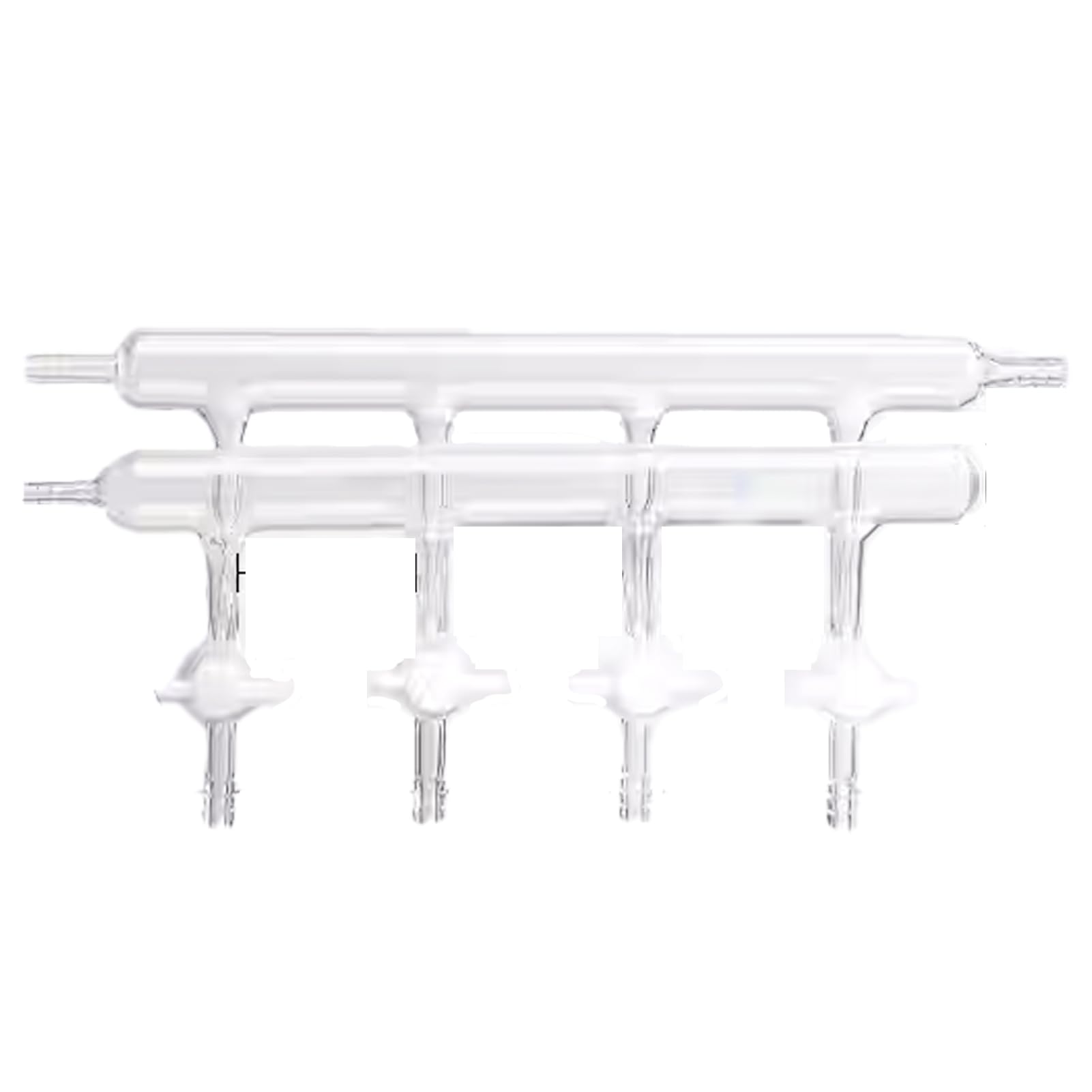 Dual Bank Glass Vacuum Gas Distributor Manifold with PTFE Stopcocks on The Ports (4-Port)