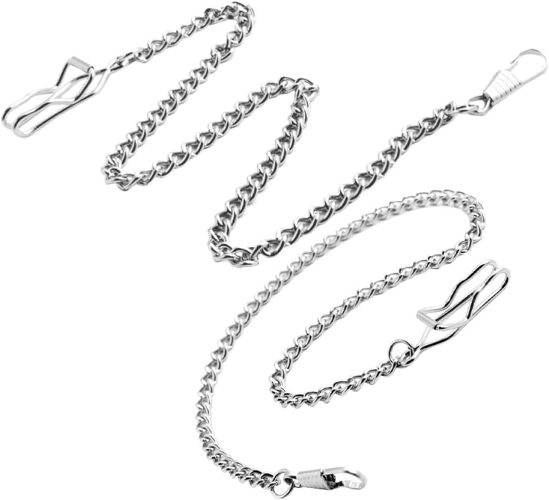 2pcs Vintage Metal Pocket Watch Chain Replacement Accessory Silver