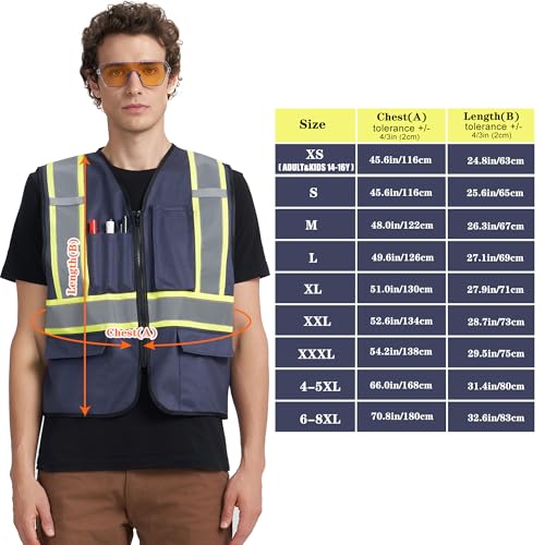Image of A-KSAFETY High Visibility Safety Vest for Men Women with Pockets and Zipper