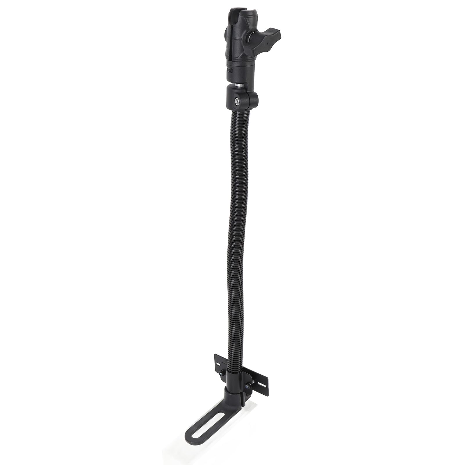 Supporto per Tablet su Binario per Seggiolino Auto in Alluminio Resistente con Braccio Girevole Flessibile per Visualizzazioni Orizzontali e Verticali