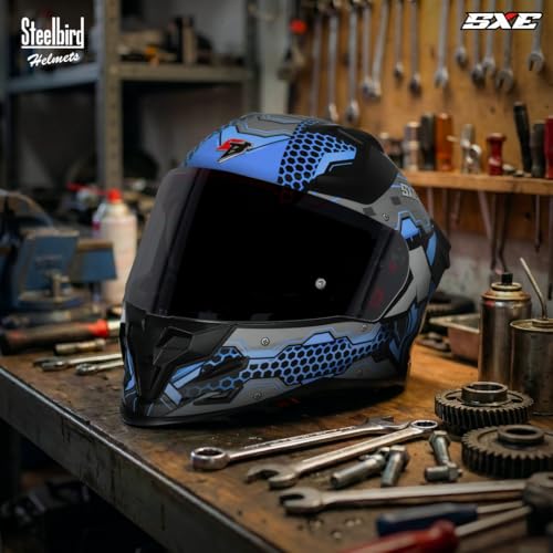 Image of Steelbird SBH-61 SXE X3 Pinlock ISI and Dot Certified Full Face Graphic Helmet for Men and Women with Inner Silver Sunshield