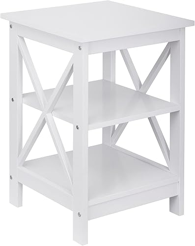 Miniatura 21 de Nouva Juego de 2 mesas auxiliares cuadradas con almacenamiento de 3 niveles, mesas auxiliares pequeñas de 16 x 16 pulgadas, mesas de noche de madera