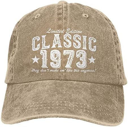 50 Year Old Vintage Car 1973 Hats for Mens Classic 1973 50th Birthday Baseball Caps B-Day Gift for Grandmother Trucker Hat Natural