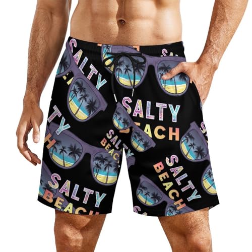 Beach Vacation Printed Mens Swim Trunks with Quick-Drying Lining Beach Shorts for Outdoor Sports