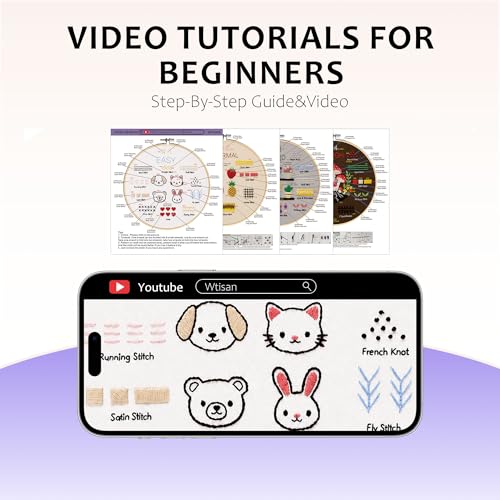 Image of wtisan Embroidery Kit for Beginners, 4 Stages to Learn Cross Stitch Kits