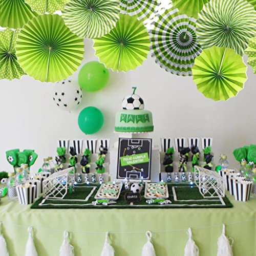 Image of LRCXL 12PCS Party Hanging Paper Fans Set, Fiesta Round Pattern Paper Garlands Decoration Party Supplies for New Year Baby Shower Birthday Wedding Graduation Events Accessories(Green)