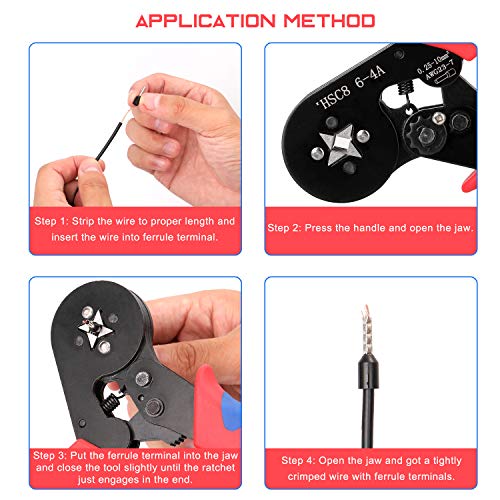 Gecheer Crimper Plier Square Ferramenta de crimpagem auto-ajustável para terminais de cabos virolas