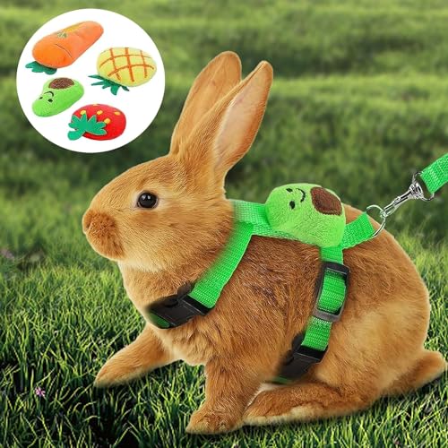 4 Sets Einstellbares Kaninchengeschirr und Leine Set, Kleintier niedliche Weste Geschirr Frettchen Geschirr Meerschweinchengeschirr Frettchen Leine mit Dekorationen für Hase Kätzchen Welpe