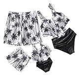 IFFEI Family Matching Swimsuits Two Pieces Women Tankini Bathing Suits Mommy and Me Flounce Coconut Tree Print Swimwear Men: L