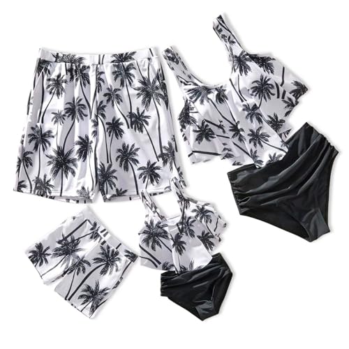 Image of IFFEI Mommy and Me Swimsuits Family Matching Two Pieces Tankini Sets Ruffle Tank Top with Shorts Bathing Suits