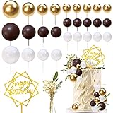 Colorful Ball Cake Topper Mini Balloon Cupcake Topper DIY Foam Ball Artificial Dried Flower Cake Ins