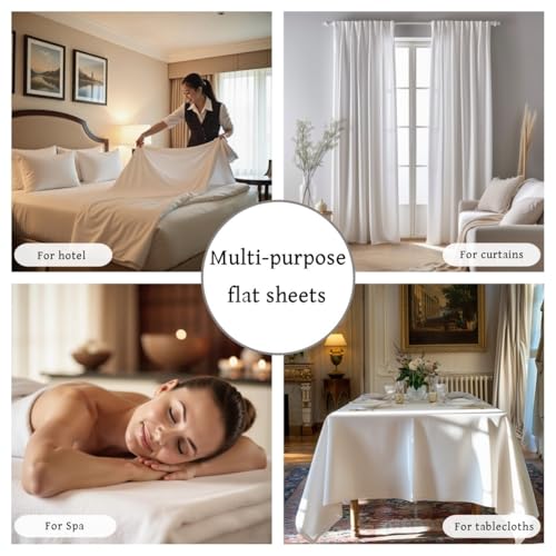HBHLFZ Twin XL Flat Sheet - Ultra Soft Polyester Top Sheet - Hotel Quality Bed Sheets - Comfortable Wrinkle-Free - Easy to Care for - 1 Twin XL Flat Sheet Only(Twin XL,White)