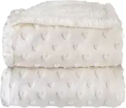 Cobertor Donna Laço Bebê Plush com Sherpa Hearts (Branco)