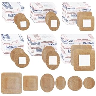 120Pcs Breathable Fabric Small Bandages, Bulk Round Oval Square Adhesive Flexible Bandages Strips for Face and Small Wounds Protection 6 Sizes Strips for Skin Wound Care