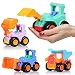 Beestech Toy Cars for 2,3,4,5 Year old Boys Girls Toddlers, Friction Powered Cars, Push and Go Construction Truck Toys, Pull back and Go Vehicles with Dumper Road Roller Bulldozer Excavator 4 Pack Gif