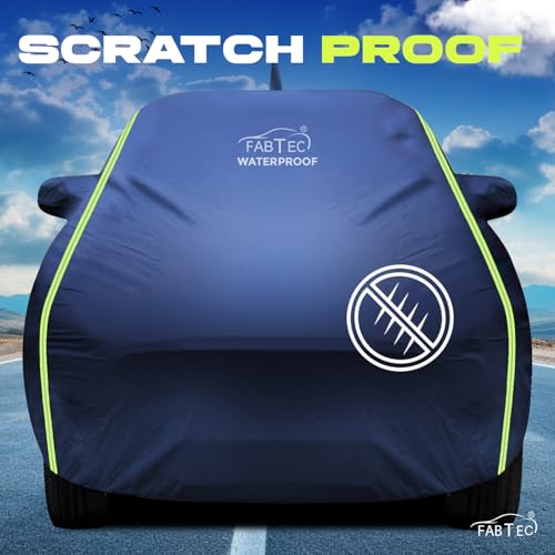 Image of FABTEC Premium Waterproof Car Body Cover for Hyundai Grand i10 All Weather Protection Car Cover Scratch Proof with Mirror and Antenna Pocket (Navy Blue)