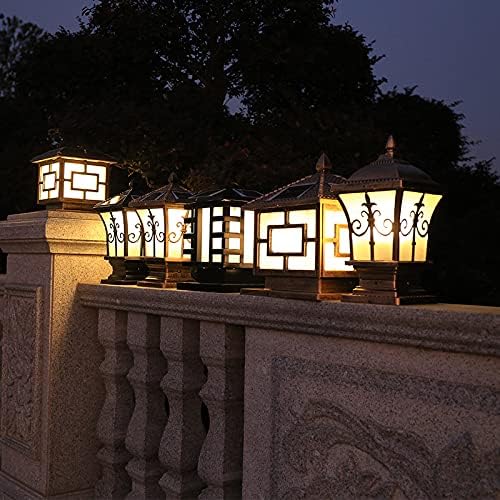 Miniatura 4 de CraftThink - Farol solar LED para exteriores de metal estilo vintage LED iluminación exterior en bronce para jardín patio poste de poste de pilar