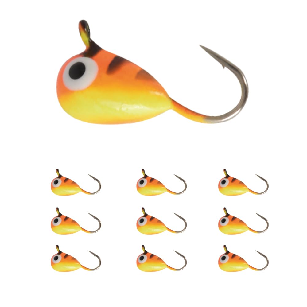 10pc 0.20g-4.40g Multicolor Glow Tungsteno Ice Fishing Jig Head, 2.7mm-7mm, Hayabusa Hook Winter Ice Fishing Bait6.0MM
