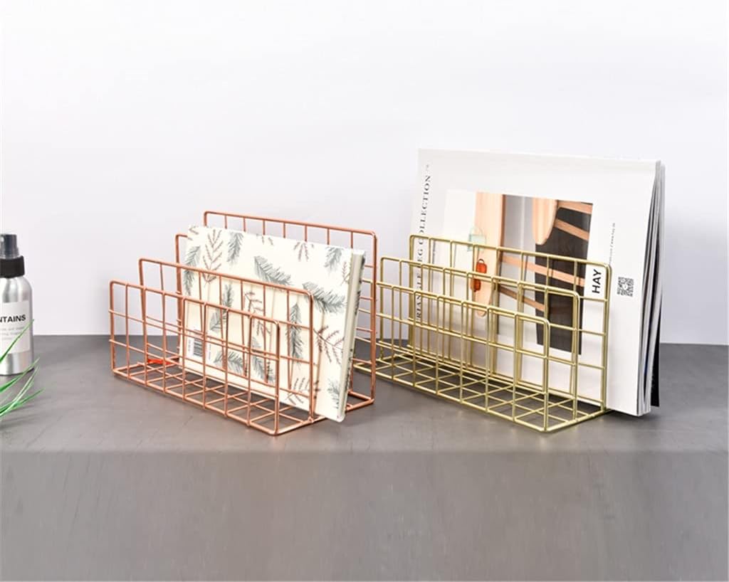 Plating Bookshelf Multifunctional Table Storage Rack Metal Multilayer Iron Desktop Bookends (Color : B Size : 240 * 120 * 155mm)