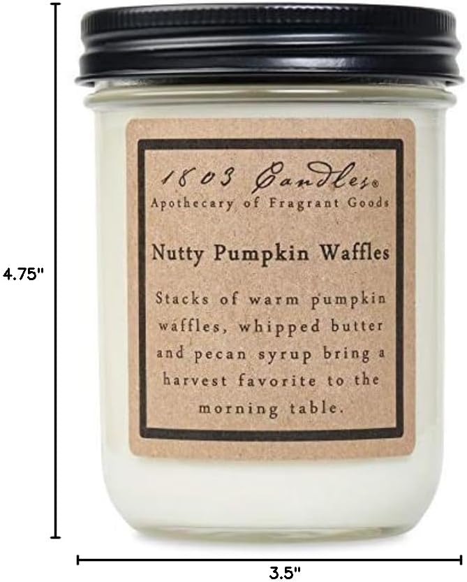 1803 Candles - 14 oz. Jar Soy Candles - (Nutty Pumpkin Waffles)